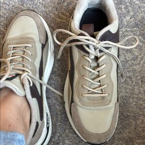Colourblock Beige and Brown Sneakers in 8.5